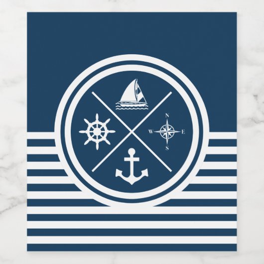 Nautisches Design Weinetikett (Einzelnes Label)