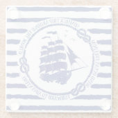 Nautisches Emblem mit Segelschiff Glasuntersetzer (Rückseite)