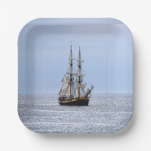 Nautisches Fischerboot Blaue Himmel Pappteller