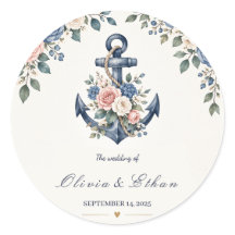 Nautisches florales Anker-Watercolor-Hochzeit