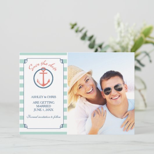 Nautisches Foto Save the Date - Anker (Stehend Vorderseite)