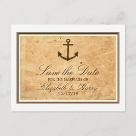 Nautisches Gerahmtes Vintages Papier Save the Date Ankündigungspostkarte