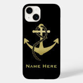 Nautisches Handy für Gold und Schwarz Case-Mate iPhone Hülle (Rückseite)