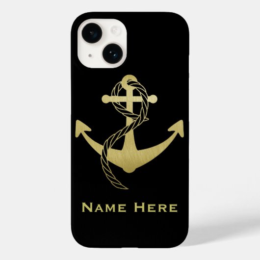 Nautisches Handy für Gold und Schwarz Case-Mate iPhone Hülle (Rückseite)