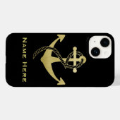 Nautisches Handy für Gold und Schwarz Case-Mate iPhone Hülle (Rückseite (Horizontal))