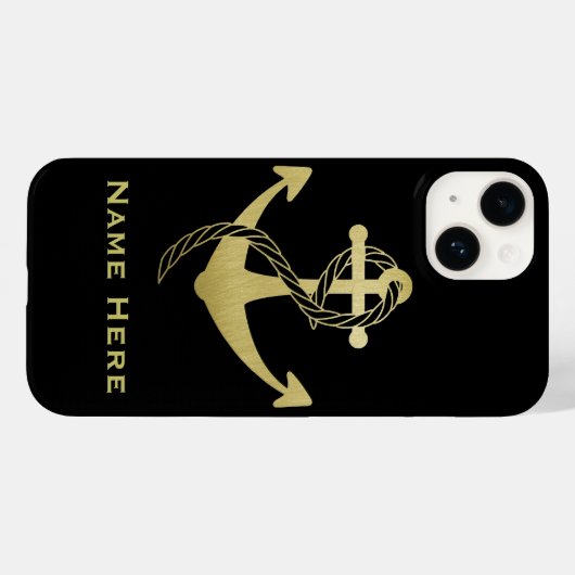 Nautisches Handy für Gold und Schwarz Case-Mate iPhone Hülle (Rückseite (Horizontal))