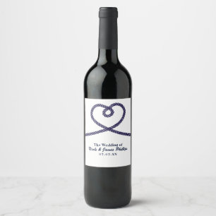 Nautisches Herz-Seil-Liebes-Hochzeits-Weinlabel na Weinetikett