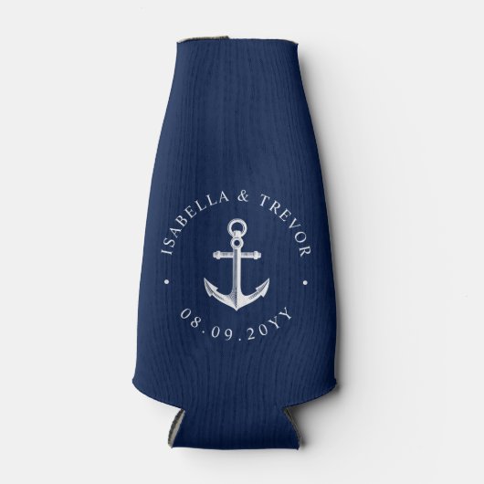 Nautisches Hochzeitdatum Flaschenkühler (Vorderseite)