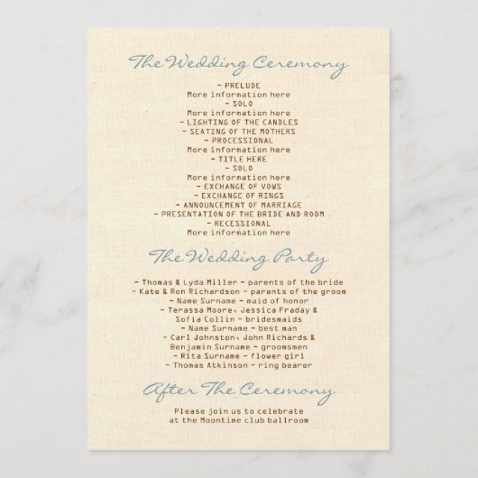 Nautisches Hochzeitsprogramm Programm (Rückseite)