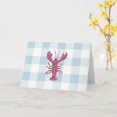 Nautisches Hummer-Blau-Gingham-Muster Karte (Gelbe Blume)