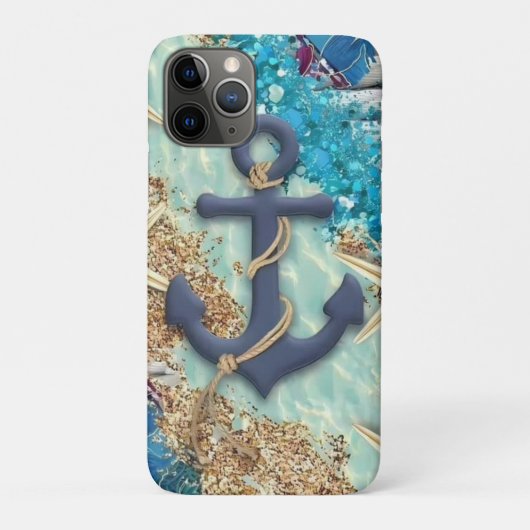 Nautisches iPhone-Case mit blauem Anker Case-Mate iPhone Hülle (Rückseite)