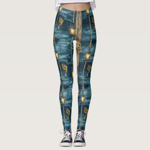 Nautisches Laternen-Seil Küstenblau-Muster (2) Leggings