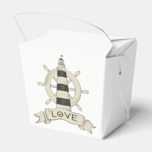 Nautisches Leuchtturm- & Schiff-Anchor-Tan-Hochzei Geschenkschachtel
