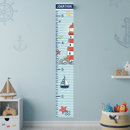 Nautisches Leuchtturm- & Seestern-Wachstumsdiagram Poster