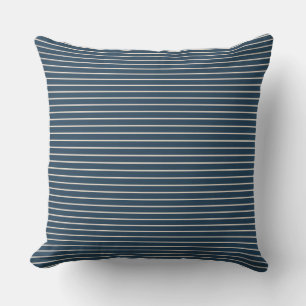 Nautisches Marineblau- und Weiß-Streifen-Design Kissen