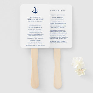 Nautisches Marineblaues Anker-Monogramm Hochzeitsp Fächer