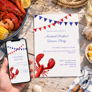 Nautisches Meeresfrüchte-Dinner Sommerparty Einladung