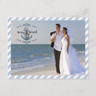 Nautisches Merry & Verheiratet, Blue Stripes-Two-F Feiertagspostkarte