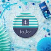 Nautisches modernes Ankerdesign Personalisiert Pappteller (Party)