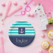 Nautisches modernes Ankerdesign Personalisiert Pappteller (Party)