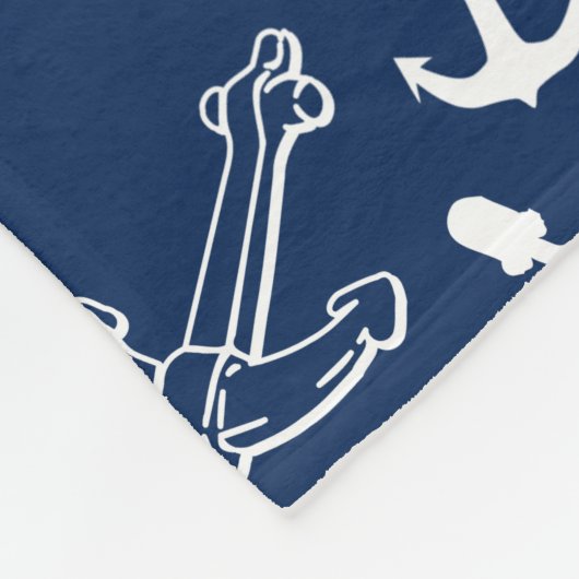 Nautisches Mongram Navy Blue Anchor Muster Fleecedecke (Ecke)