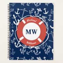 Nautisches Mongram Navy Blue Anchor Muster