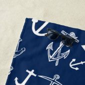 Nautisches Mongram Navy Blue Anchor Muster Strandtuch (Beispiel)