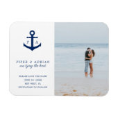 Nautisches Monogramm-Foto Save the Date Magnet (Horizontal)