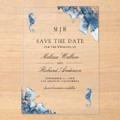 Nautisches Monogramm-Seepferdchen-Hochzeit-Save-th Acryleinladungen (Vorderseite)