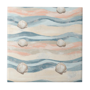 Nautisches Muschelwellenmuster Fliese