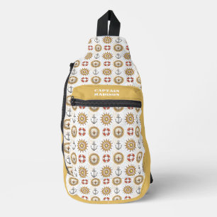 Nautisches Muster des individuellen Namens Crossbody Bag