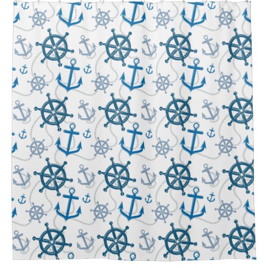 Nautisches Muster Duschvorhang (Vorderseite)