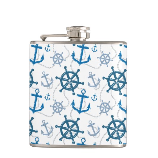 Nautisches Muster Flachmann (Vorderseite)