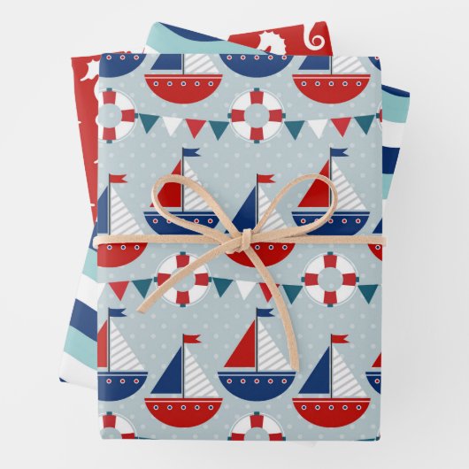Nautisches Muster für Kinder Geschenkpapier Set (Beispiel)