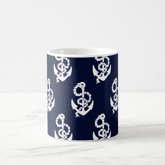 Nautisches Muster für Navy Blue Anchor Kaffeetasse (Mittel)