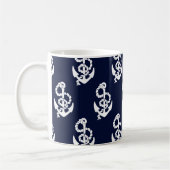 Nautisches Muster für Navy Blue Anchor Kaffeetasse (Links)