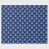 Nautisches Muster für Navy Blue und White Anchors Geschenkpapier (Flach)