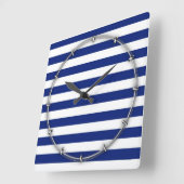Nautisches Muster für Navy Stripes Quadratische Wanduhr (Winkel)