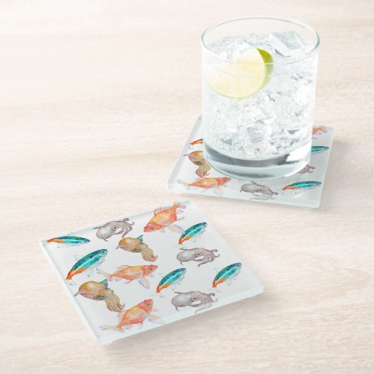 Nautisches Muster Glasuntersetzer (Schrägansicht)