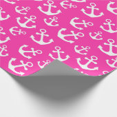 Nautisches Muster in mittlerem Rosa und Weiß Geschenkpapier (Ecke)