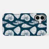 Nautisches Muster in Weiß und Marine iPhone Hülle (Rückseite (Horizontal))