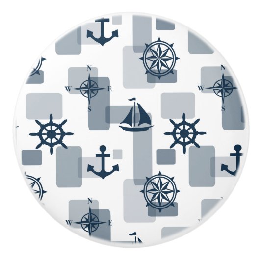 Nautisches Muster Keramikknauf (Vorderseite)