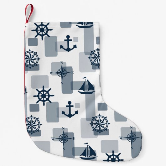 Nautisches Muster Kleiner Weihnachtsstrumpf (Vorderseite)