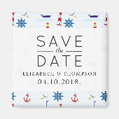 Nautisches Muster, Meeresmuster Save the Date Magnet (Vorne)