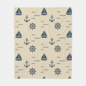 Nautisches Muster mit Anchor Sailboat Compass Fleecedecke (Vorderseite)