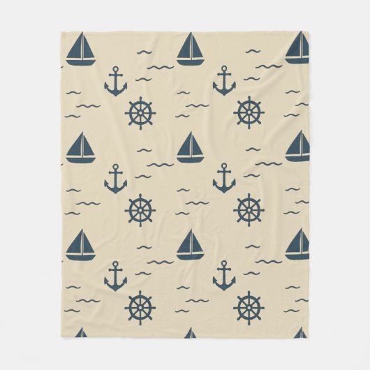 Nautisches Muster mit Anchor Sailboat Compass Fleecedecke (Vorderseite)