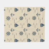 Nautisches Muster mit Anchor Sailboat Compass Fleecedecke (Vorderseite (Horizontal))