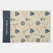 Nautisches Muster mit Anchor Sailboat Compass Geschirrtuch (Horizontal)