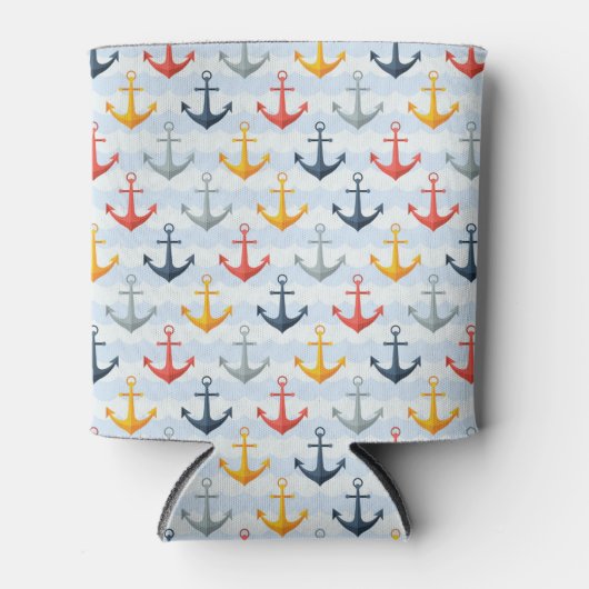 Nautisches Muster mit Ankern Dosenkühler (Vorderseite)