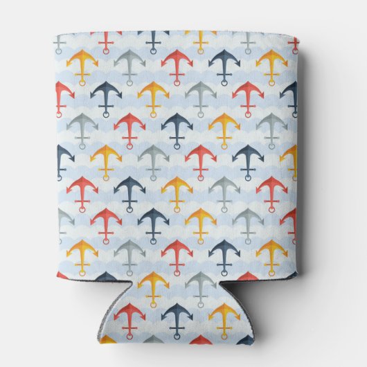 Nautisches Muster mit Ankern Dosenkühler (Rückseite)